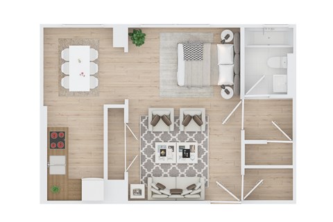 Floor plan for 2 beds, 1 bath, 925 sqft
